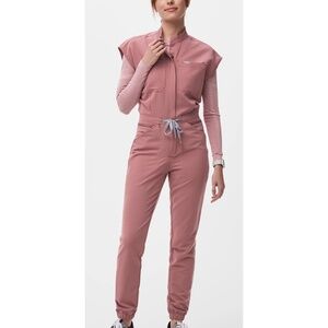 FIGS Rafaela Cargo Scrub Jumpsuit Pink/Mauve Size XS
